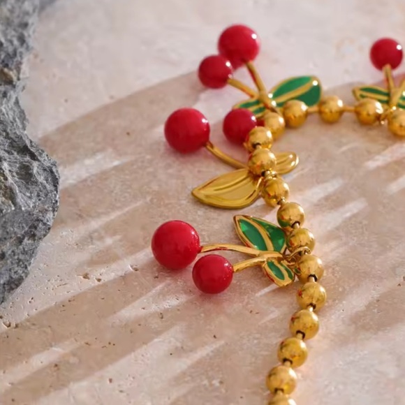 Cherry La Cherie 18K Gold Stainless Steel Waterproof Necklace - Picture 16 of 17